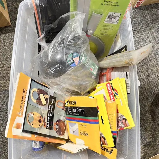 Box Qty of Assorted Tools and Accessories Including Welding Mask