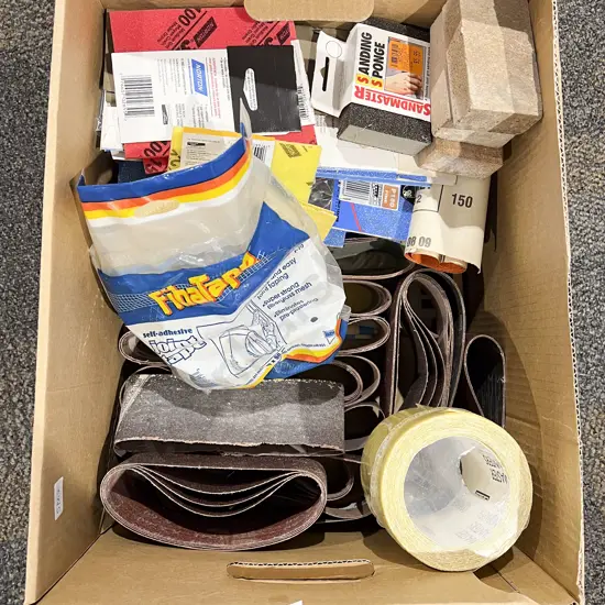 Box Qty of Assorted Sandpaper Etc