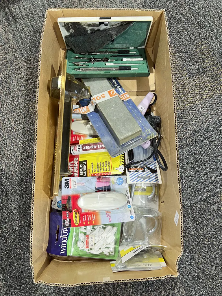 Qty of Assorted DIY Accessorises Including Sharpening Stone Adhesive Wall Hooks Etc Image 1++