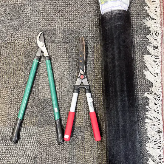 Two Garden Clippers Together with Bird Netting Etc