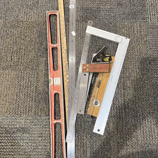 Qty of Assorted Rulers and Spirit Levels Etc