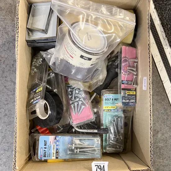 Box Qty of Assorted Screws Drill Bits Etc