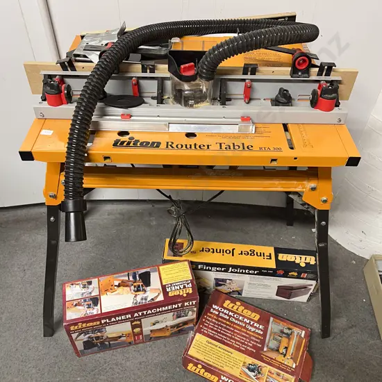 Tritan Router Table with Qty of Assorted Accessories and Boxed Attatchements