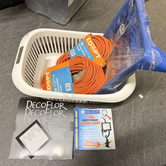 Qty of Assorted Including Extension Cables Boxed Work Light and 'As New' Paint Roller Kit