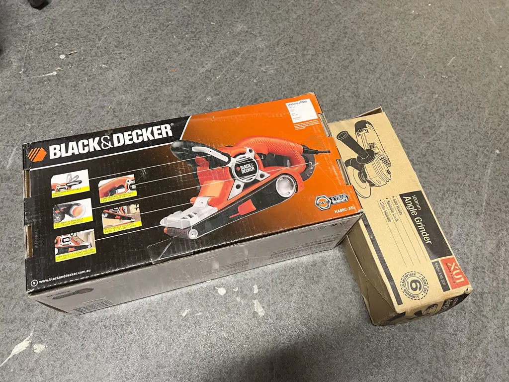 Black and Decker Belt Sander Together with Boxed Angle Grinde4r Image 1++
