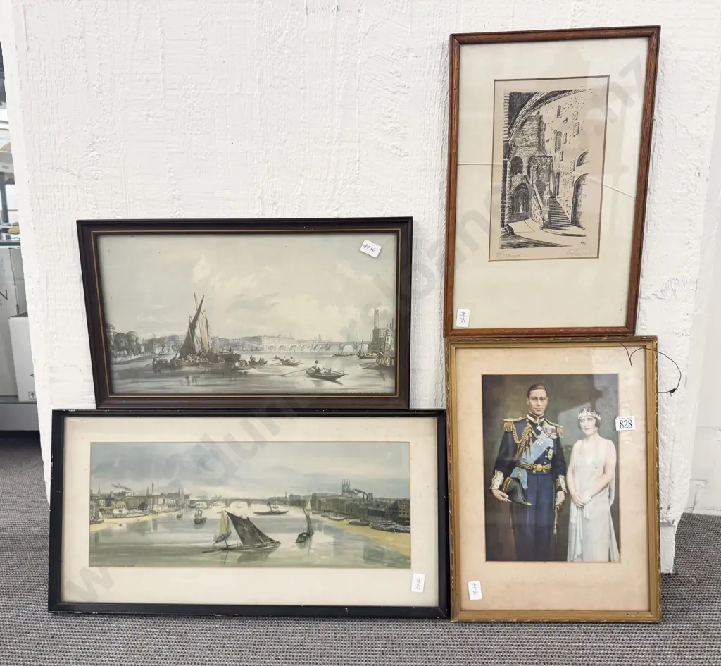 Small Etching and Three Assorted Prints Image 1++