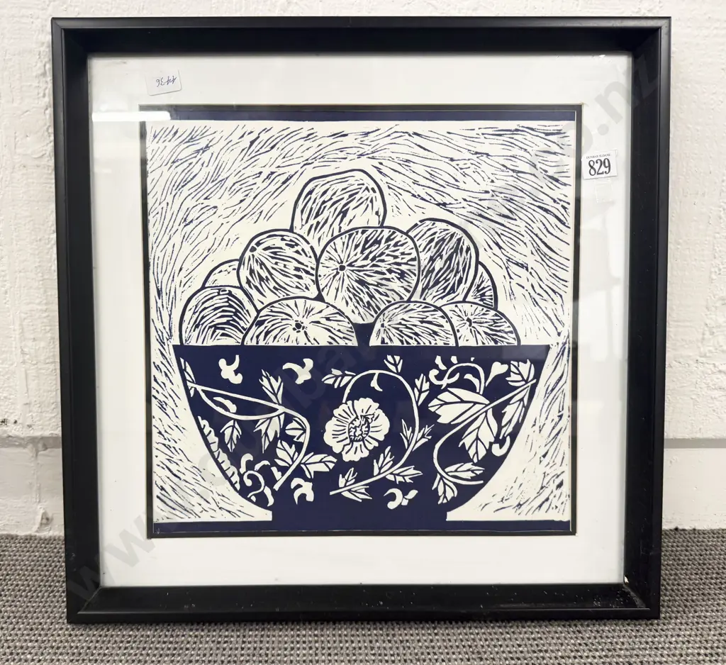 Unknown Artist - Fruit Bowl Still Life Lino Cut Image 1++