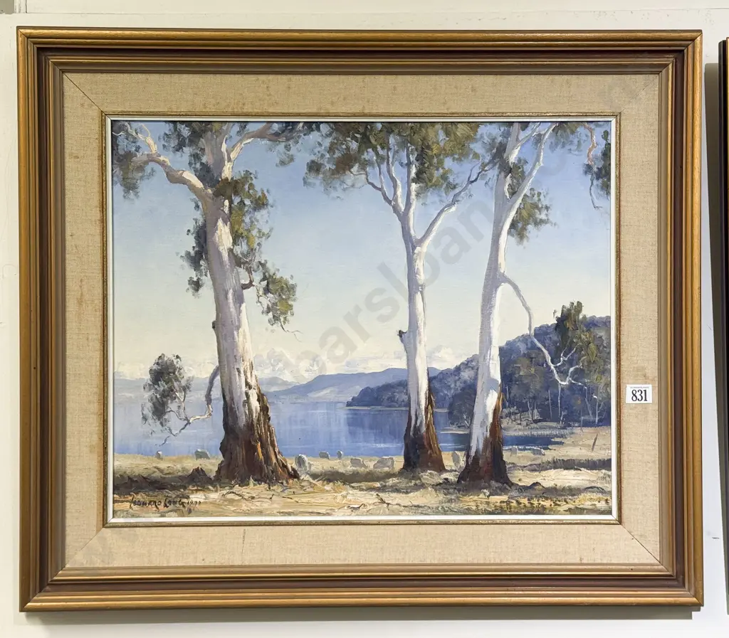 Leonard Long (Australia 1911-2013) - "Lakeside Gums" Oil on Board Image 1++