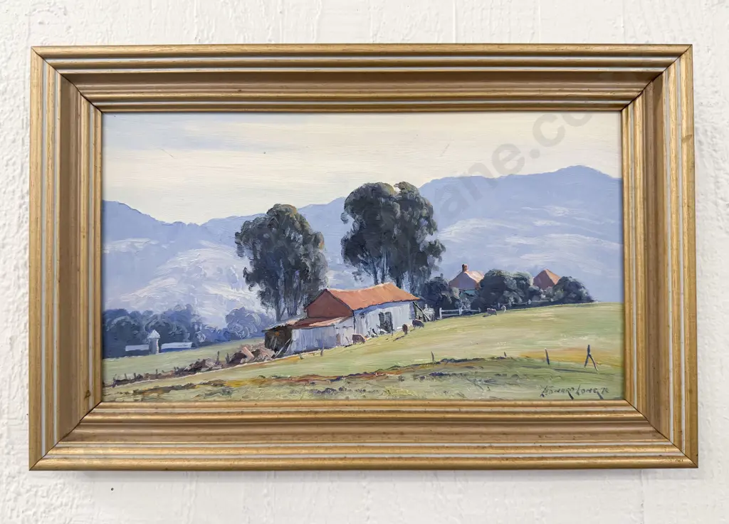 Leonard Long (Australia 1911-2013) - "Farmscape" Oil on Board Image 1++