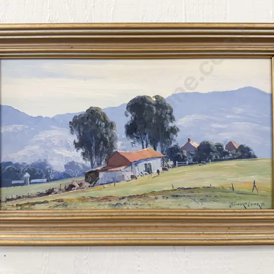 Leonard Long (Australia 1911-2013) - "Farmscape" Oil on Board