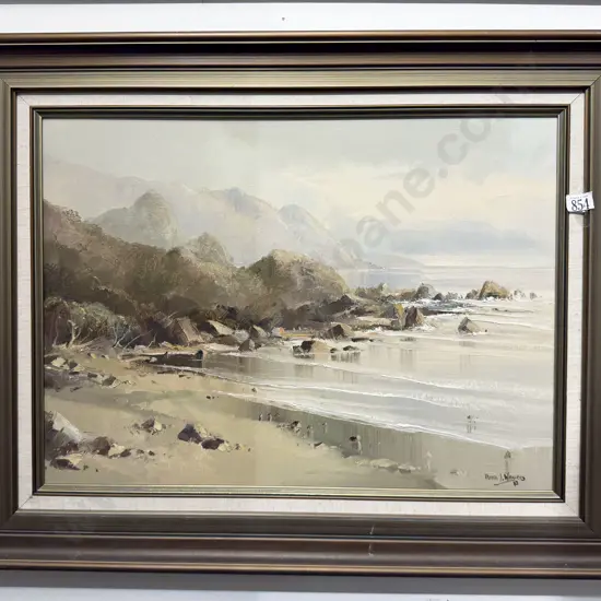 Peter J Wallers - "West Coast beach" Oil on Board