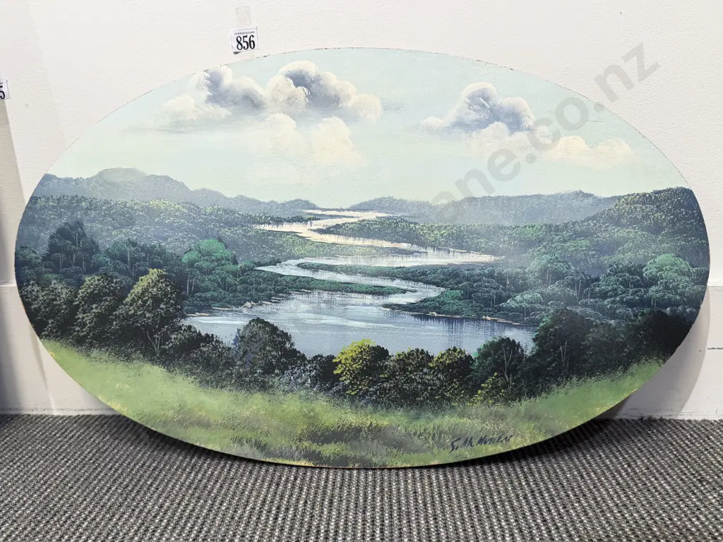 S. McMullan - Acrylic on Oval Board Image 1++