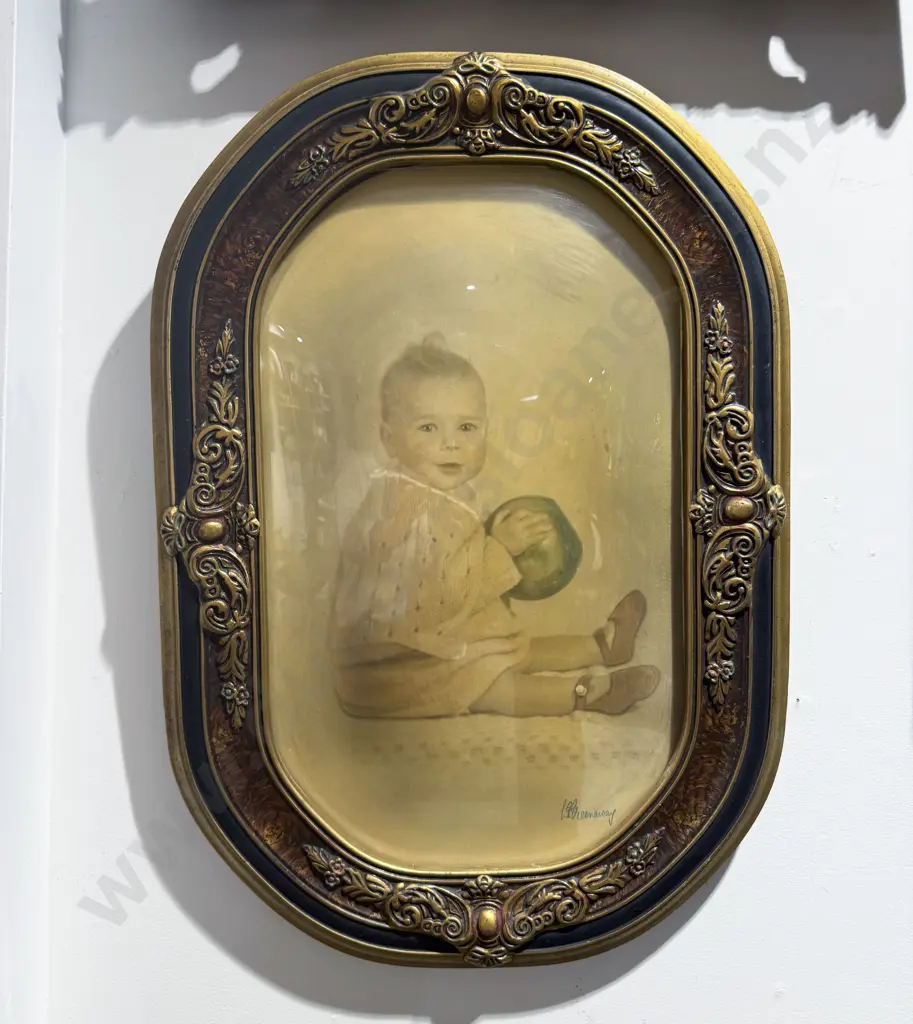 Ornately Framed Print with Convex Glass Image 1++