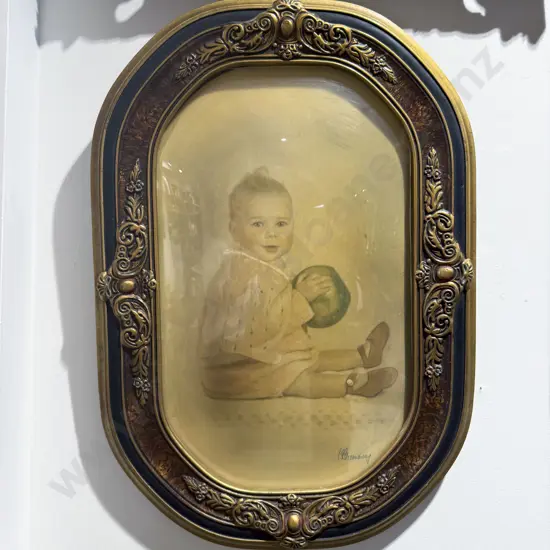 Ornately Framed Print with Convex Glass
