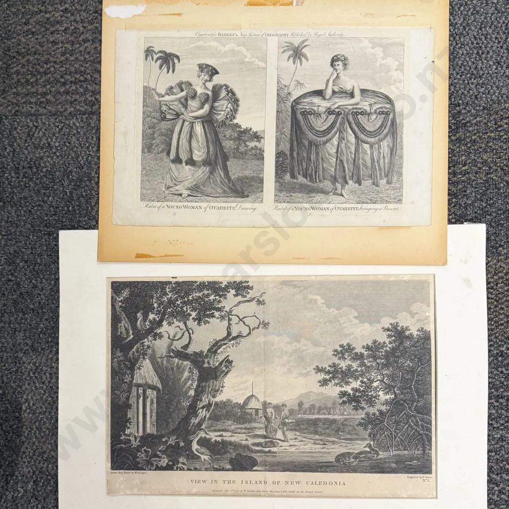 C19th Bookplate for Banke's New System of Geography and an Engraving after William Hodges Image 1++