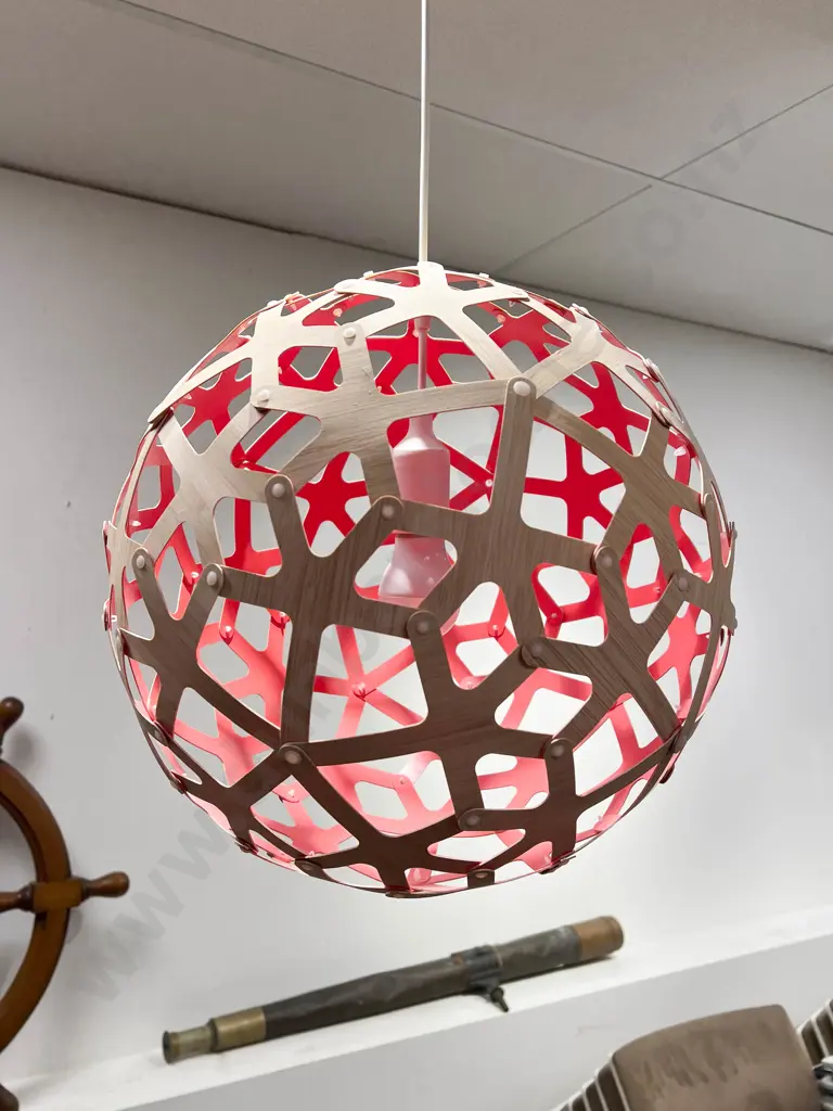David Trubridge Coral Pendant Light with Red Interior Image 1++