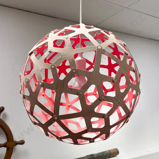 David Trubridge Coral Pendant Light with Red Interior
