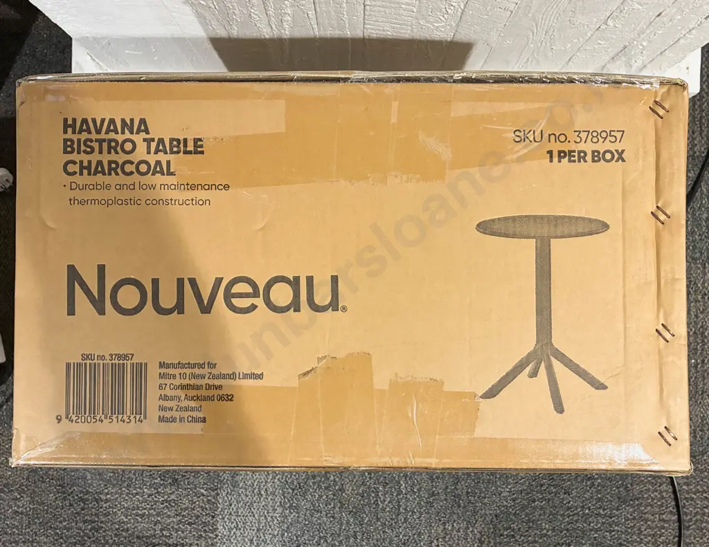 Box 'As New' Havana Bistro Side Table (Charcoal) Image 1++