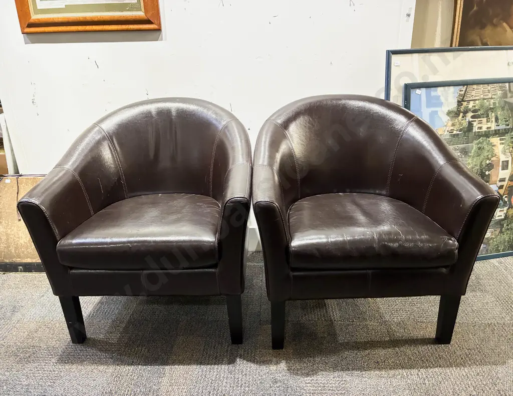 Pair of Vinyl Tub Chairs Image 1++