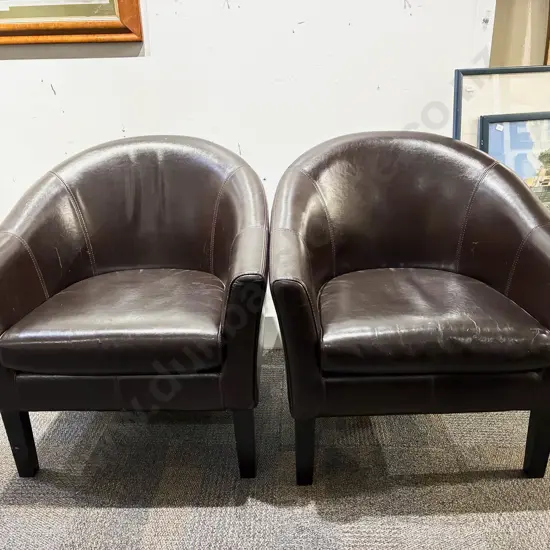 Pair of Vinyl Tub Chairs