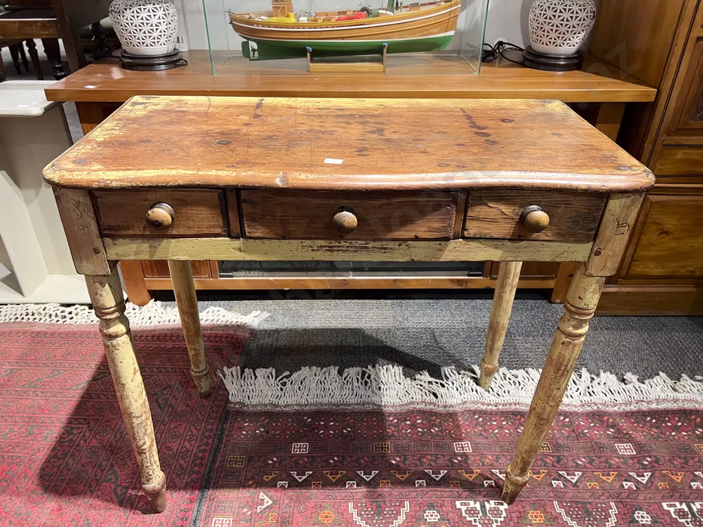 Victorian Country Painted Pine Side Table Image 1++