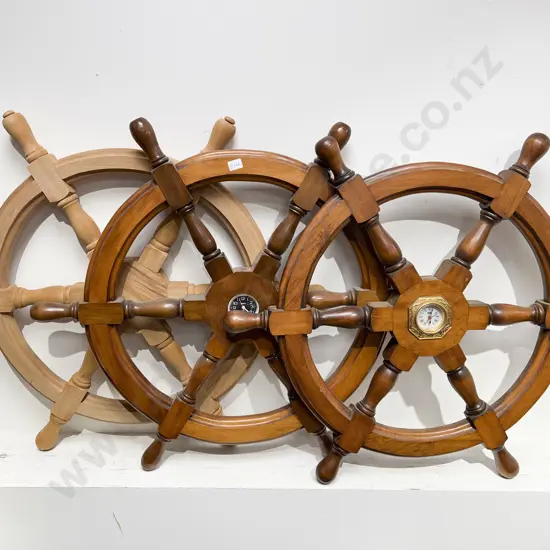 Pair of Ship Wheel Form Clocks and Other