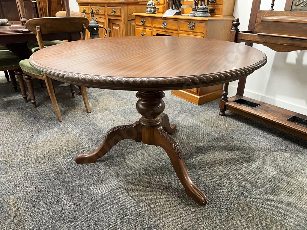 Repro. Circular Dining Table with Two Dining Chairs Image 1++
