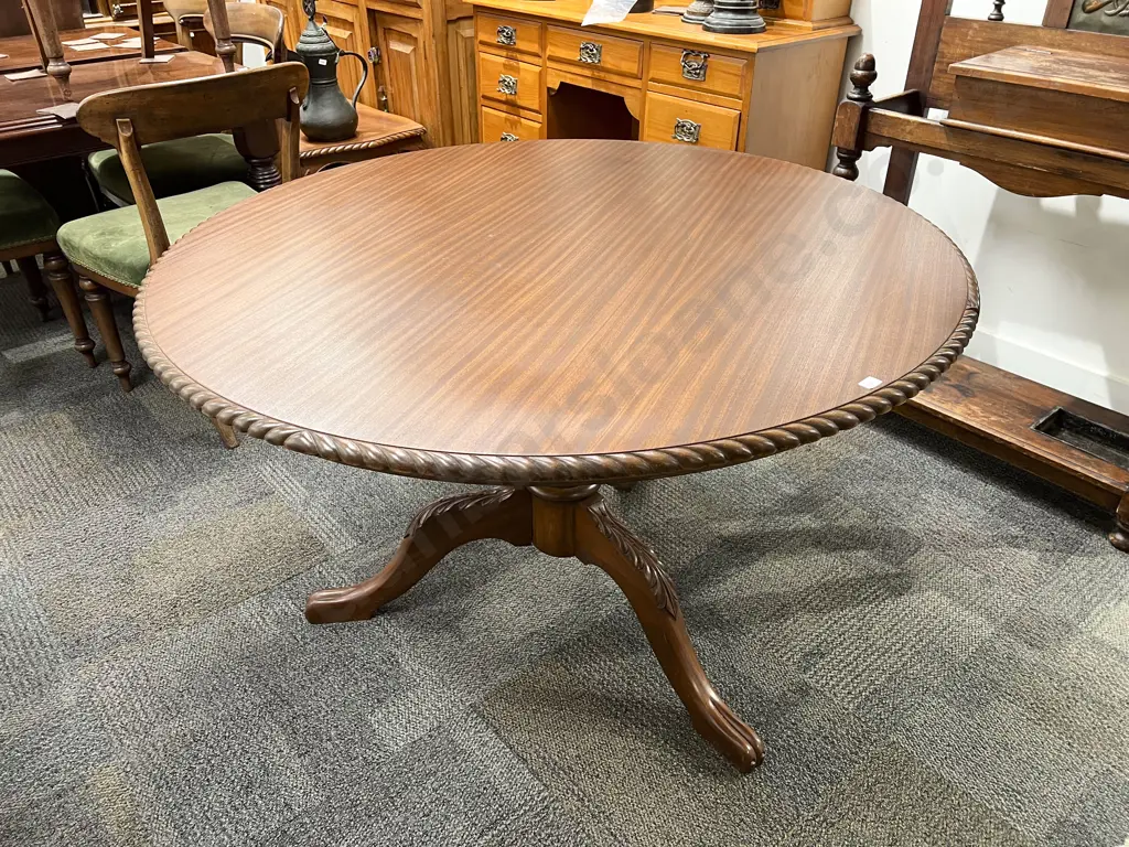 Repro. Circular Dining Table with Two Dining Chairs Image 1++