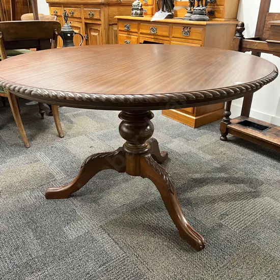 Repro. Circular Dining Table with Two Dining Chairs