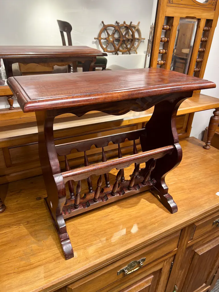 Modern Side Table with Magazine Rack Under Tier Image 1++