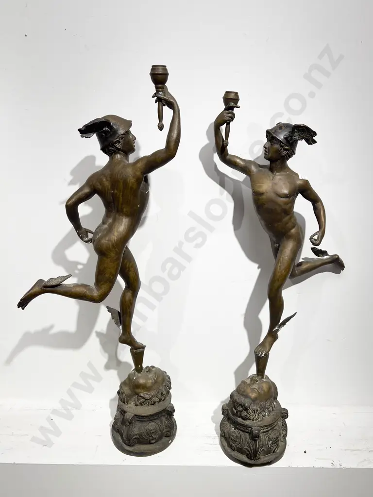 Pair of Bronze Repro. "Flying Mercury" Figural Sculpture Image 1++