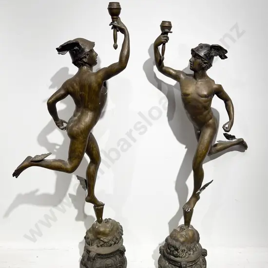 Pair of Bronze Repro. "Flying Mercury" Figural Sculpture