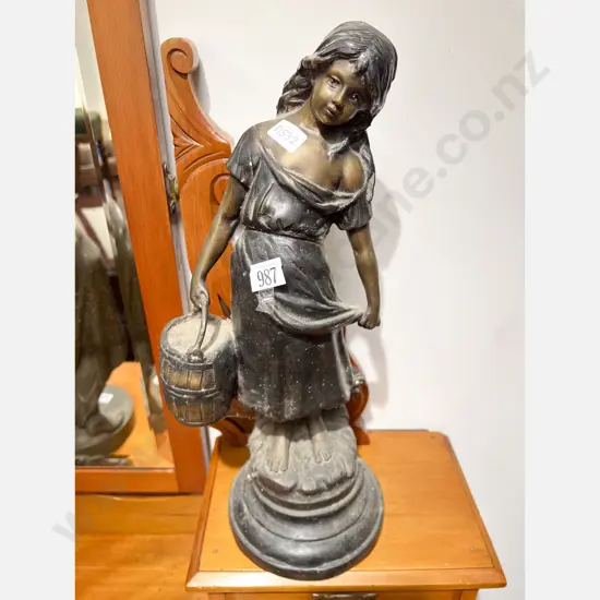 C19th Spelter Figural Sculpture of Girl