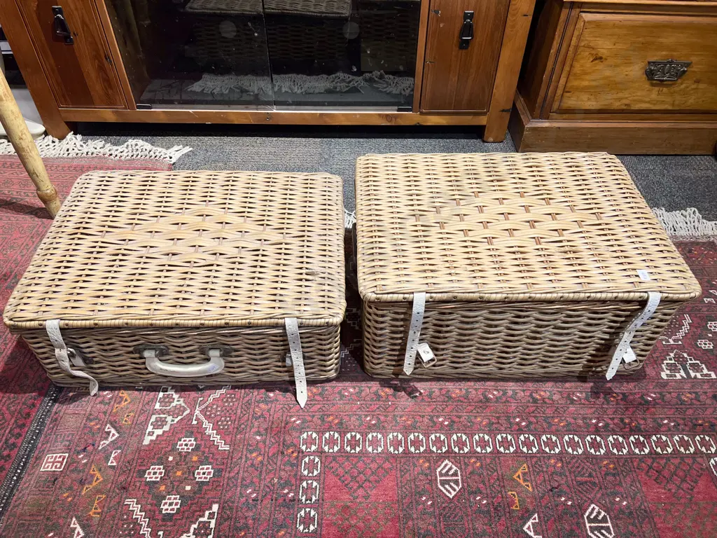 Two Vintage Wicker Picnic Baskets Image 1++