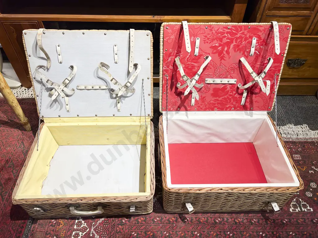 Two Vintage Wicker Picnic Baskets Image 1++