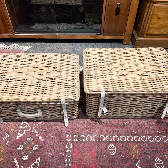 Two Vintage Wicker Picnic Baskets