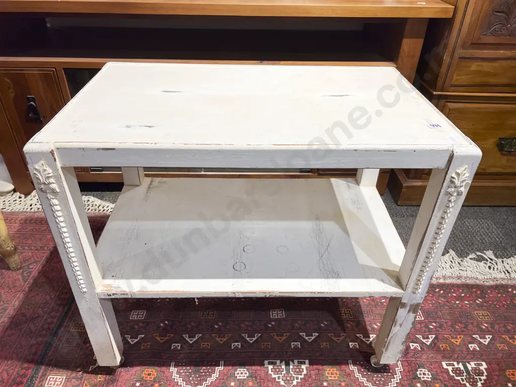 White Painted Two Tier Side Table Image 1++