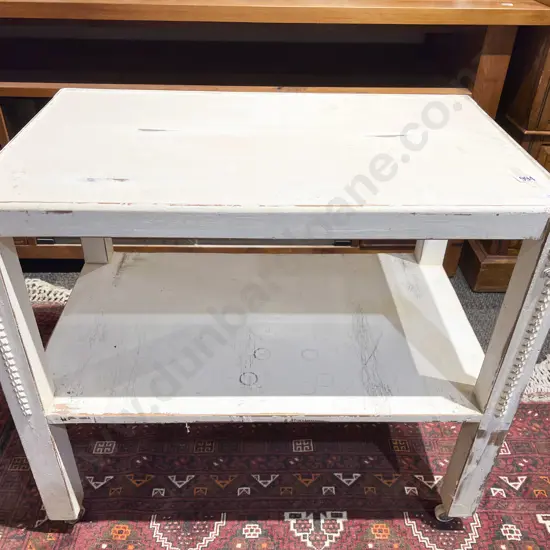 White Painted Two Tier Side Table