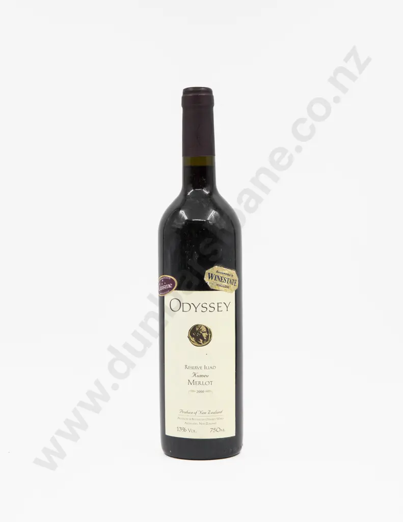 1 Bottle NZ 2000 Odyssey Reserve Iliad Kumeu Merlot Image 1++