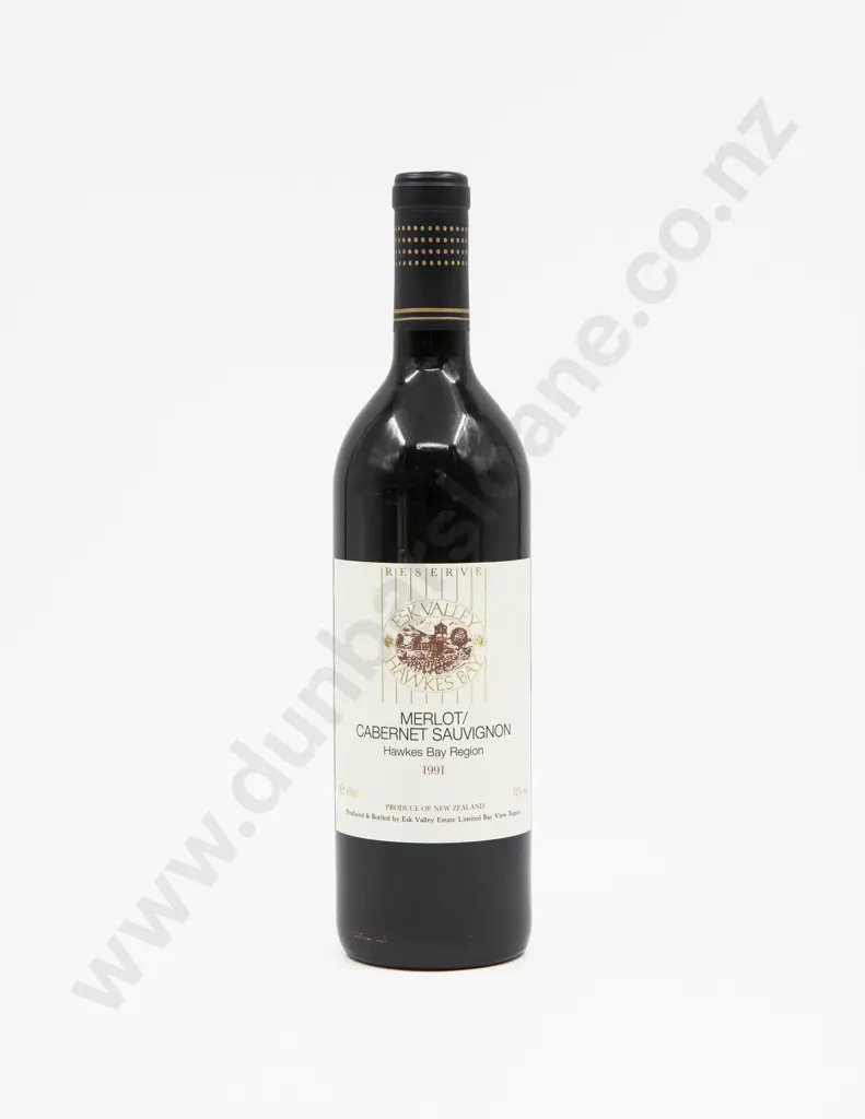 1 Bottle NZ 1991 Esk Valley Hawkes Bay Merlot Cabernet Sauvignon Image 1++