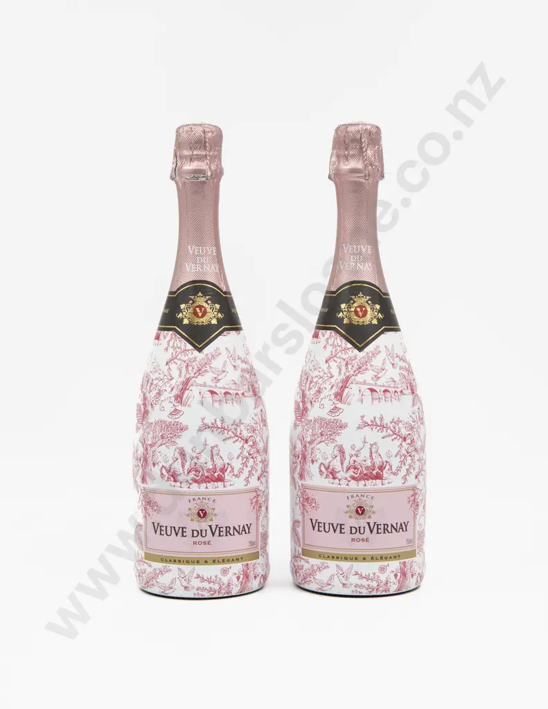 2 bottles French Veuve du Vernay 'ROSE Champagne in limited edition commemorative bottles Image 1++