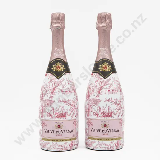 2 bottles French Veuve du Vernay 'ROSE Champagne in limited edition commemorative bottles