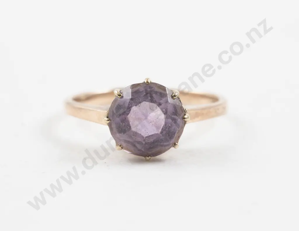 9ct Single Stone Amethyst Ring Image 1++