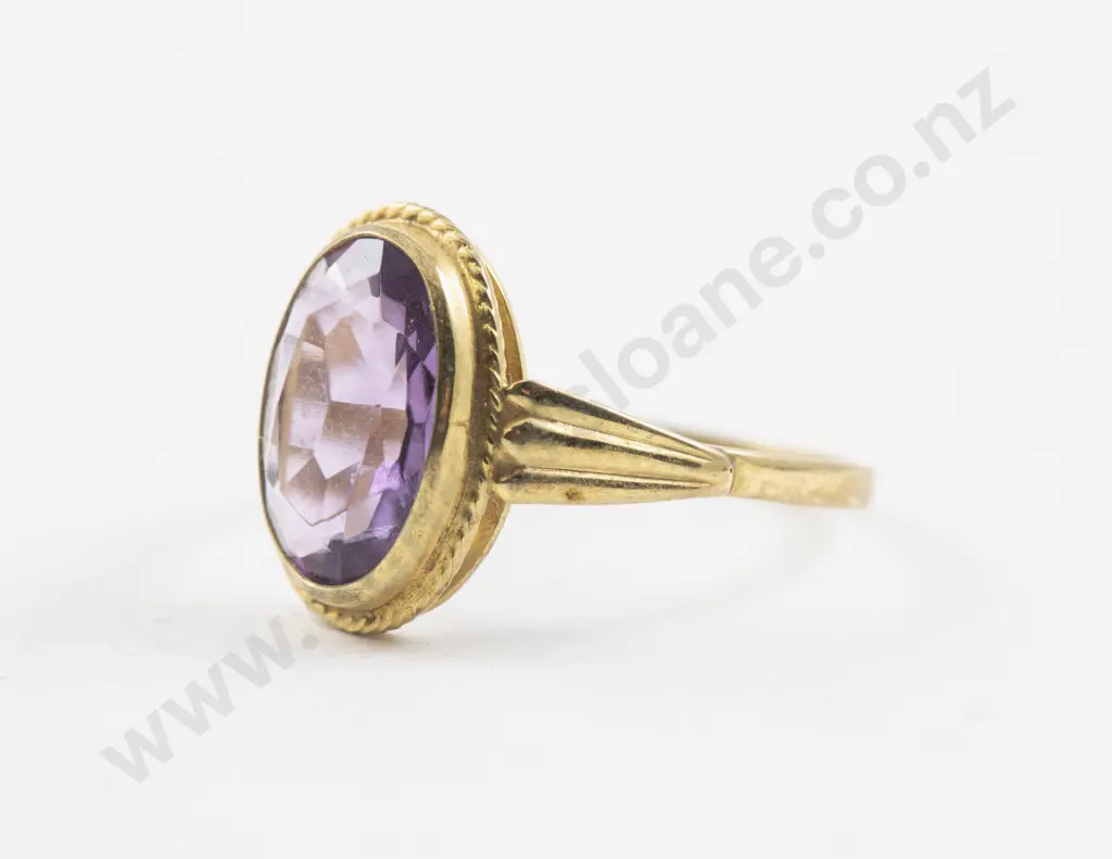 8ct Single Stone Amethyst Ring Image 1++