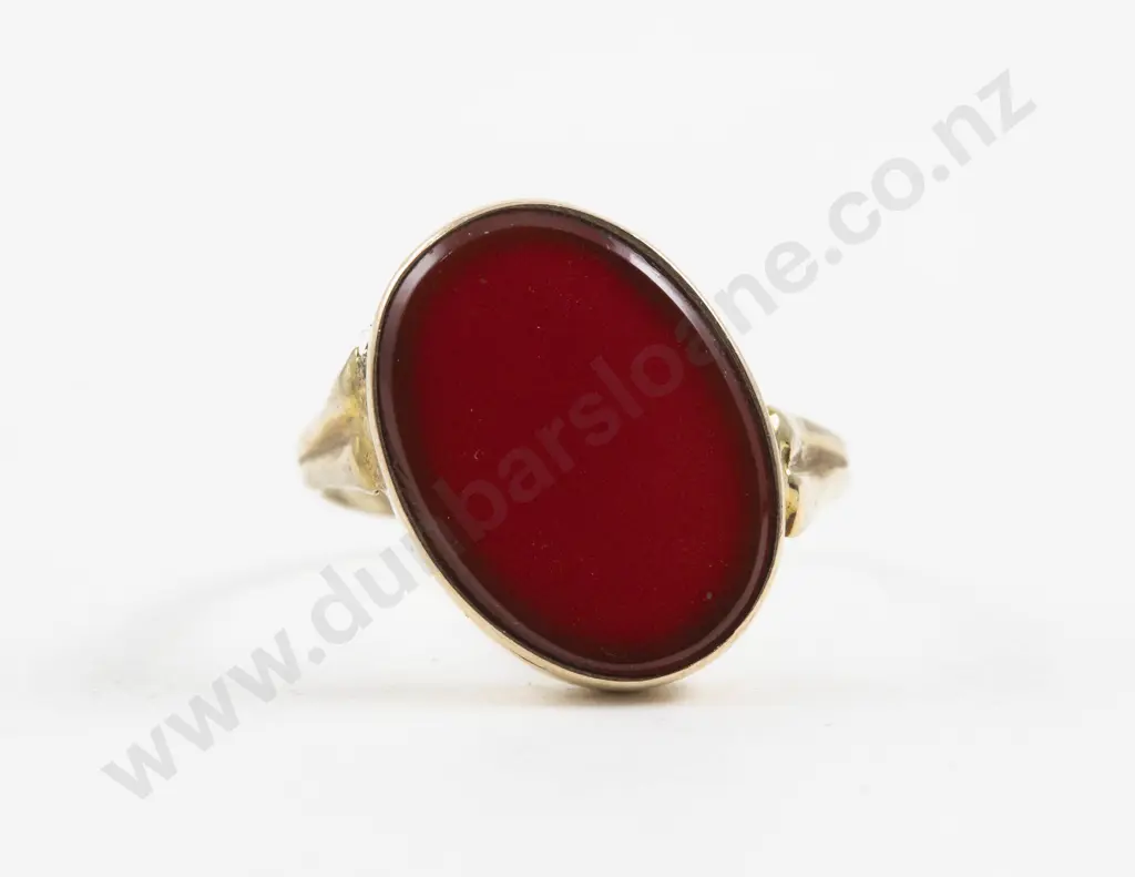 8ct Single Carnelian Oval Panel Signet Type Ring Image 1++