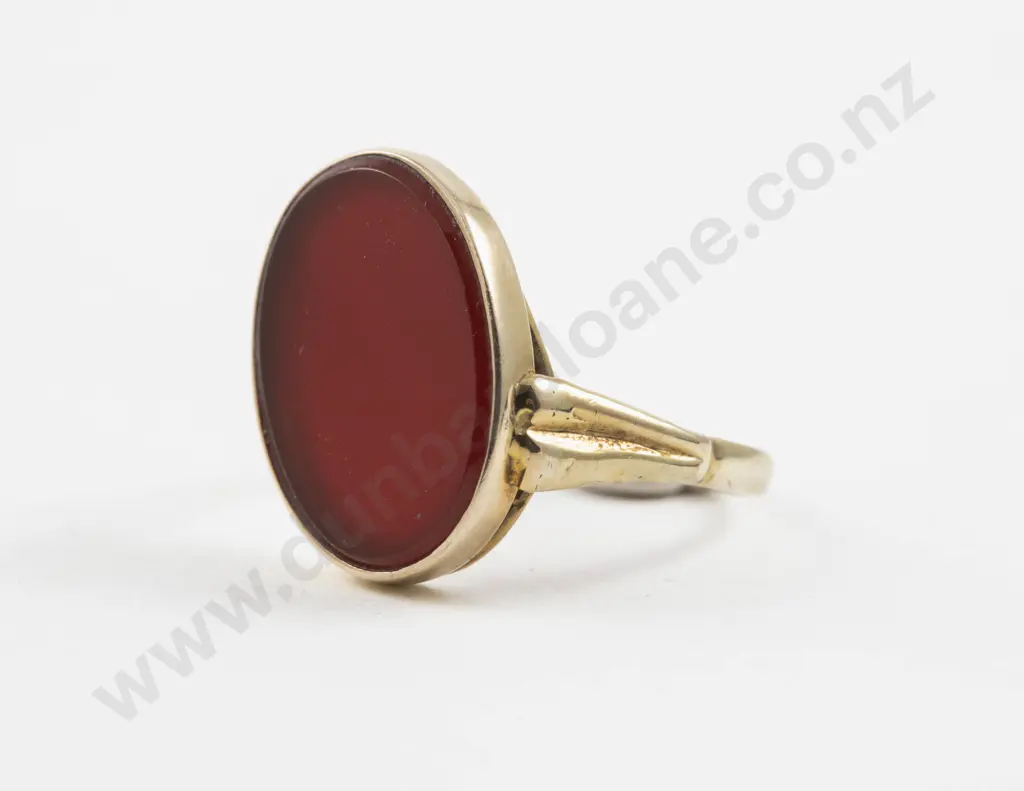 8ct Single Carnelian Oval Panel Signet Type Ring Image 1++