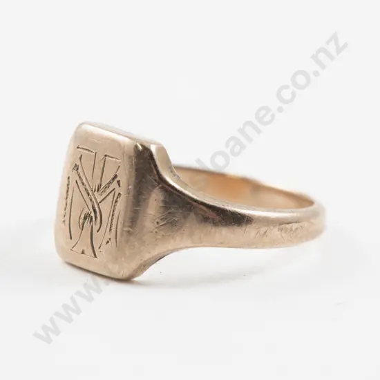 9ct Engraved Signet Ring
