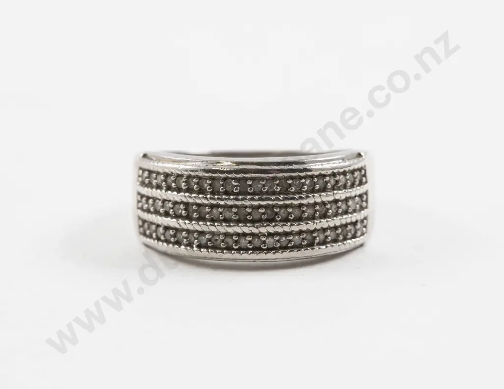 S/S 60Stone Diamond Fancy Band Ring Image 1++
