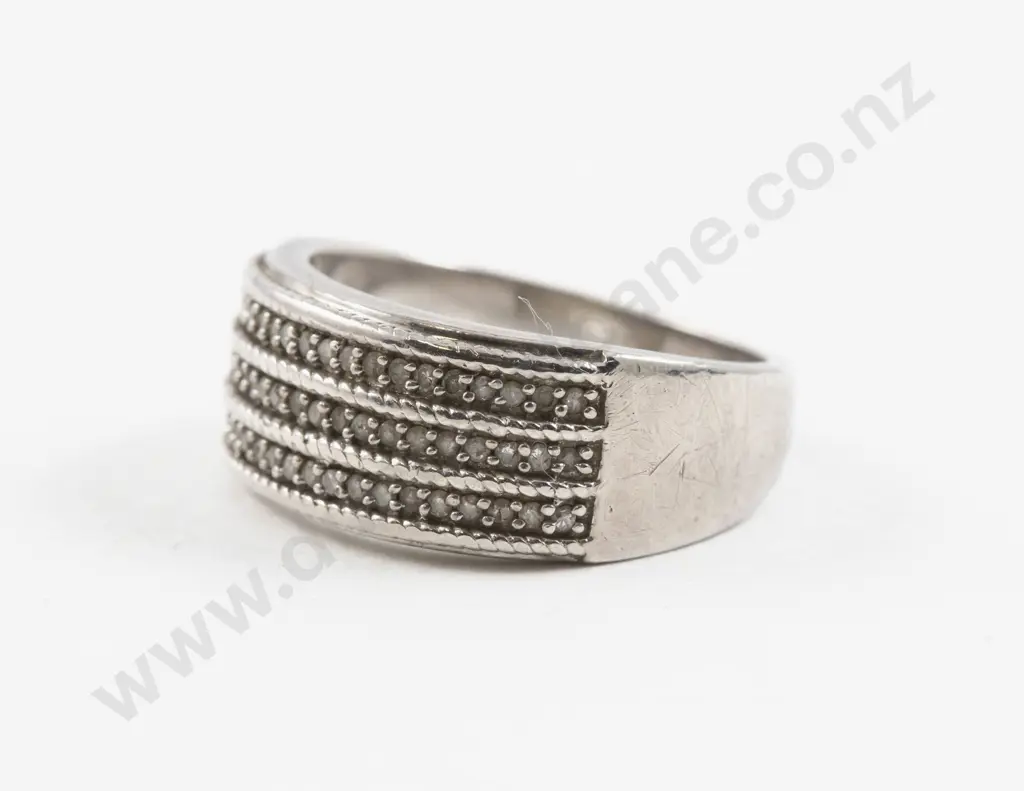 S/S 60Stone Diamond Fancy Band Ring Image 1++