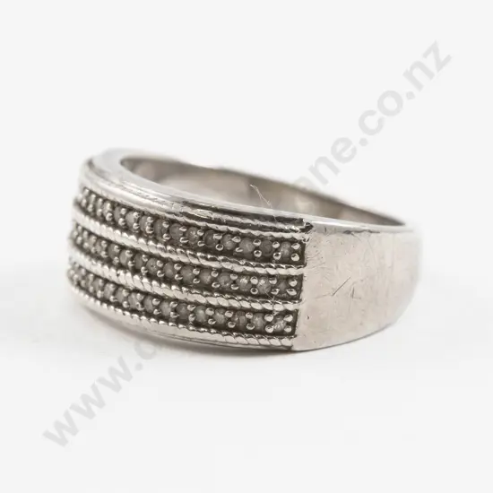 S/S 60Stone Diamond Fancy Band Ring